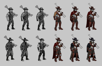 Gunslinger and Bounty Hunter concepts (art by Quick-Sighted Dog)