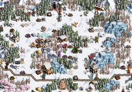 More snow-covered variants of various buildings. The heads of mystery units appear at the bottom.