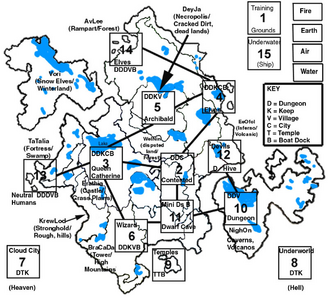 Region locations map in the Might and Magic VII guide