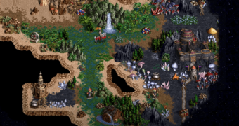 Adventure map screenshot from CD Action, showing underground terrain of Grotto.