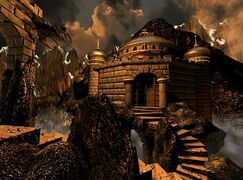 Warlock fortress on Thunderfist Mountain, one of the entrances to the underground