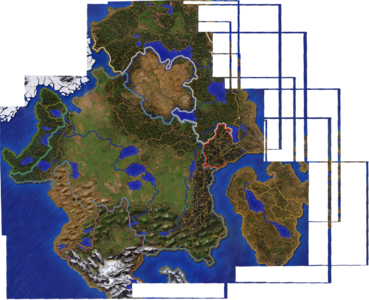 A map made by stitching all the official campaign maps. Note the country border on the coast east of Deyja.